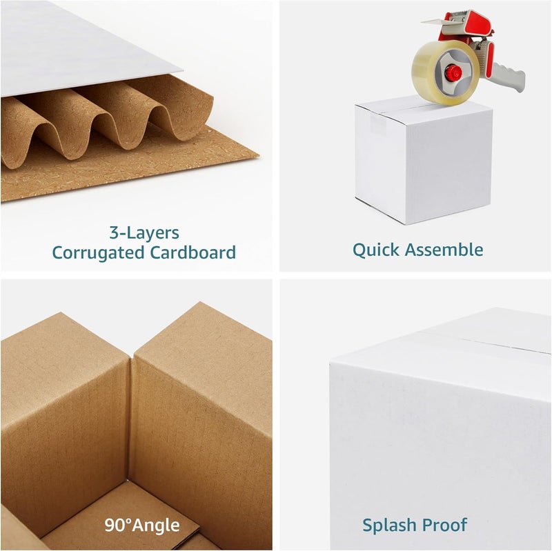 SPEPLA Shipping Boxes 6x6x6 Set of 6, White Corrugated Cardboard Box for Mailing Business Packaging - Image 2